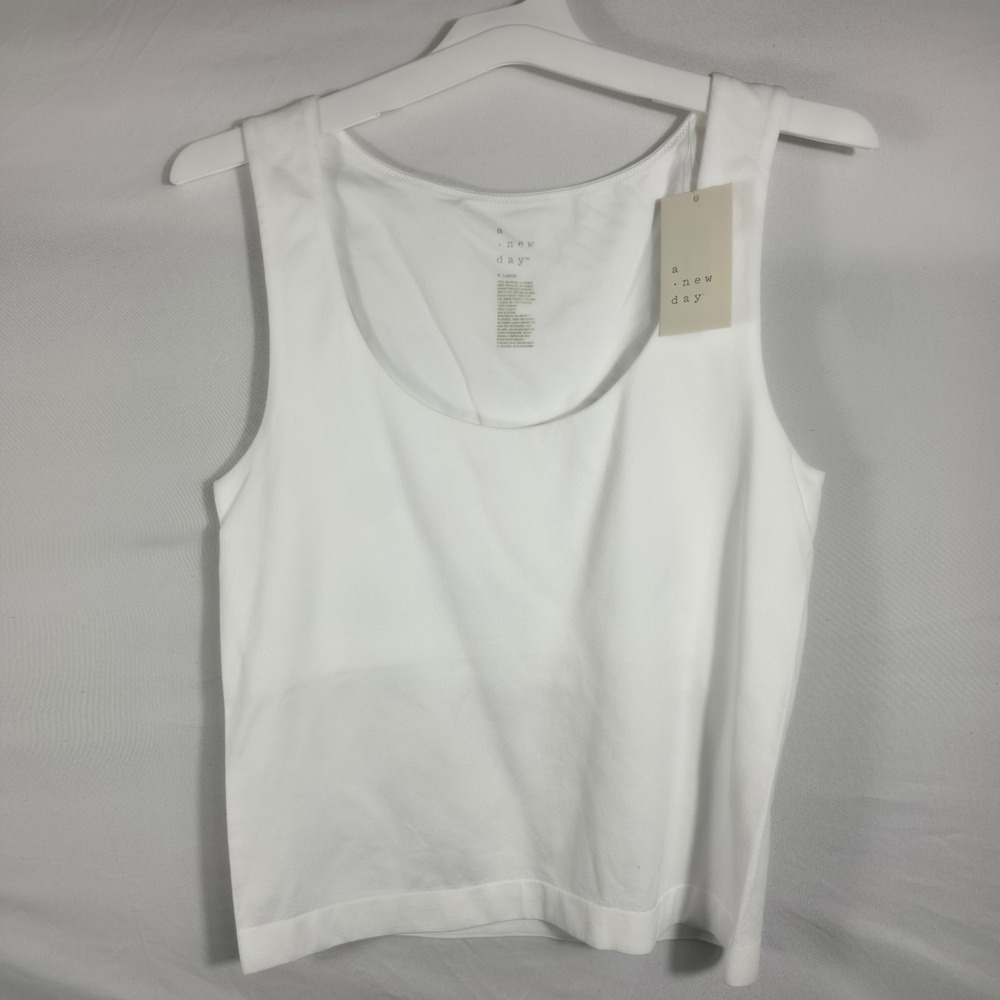 A New Day Tank Top Womens XL White New Scoop Neck Stretch Basic Layering
